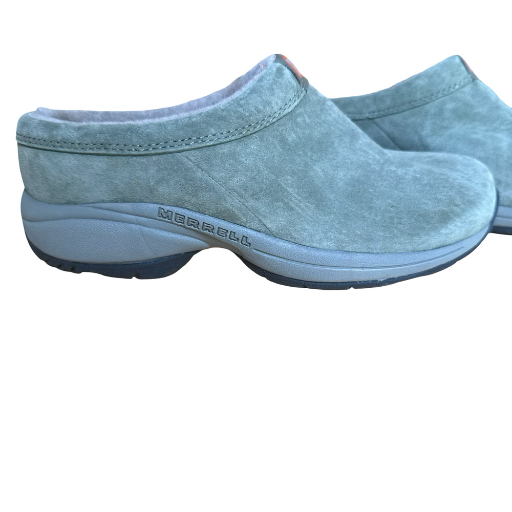 Merrell Primo Chill Slide Suede Leather Moss Green Sherpa Lined Mules Shoes 8.5 - Picture 2 of 15